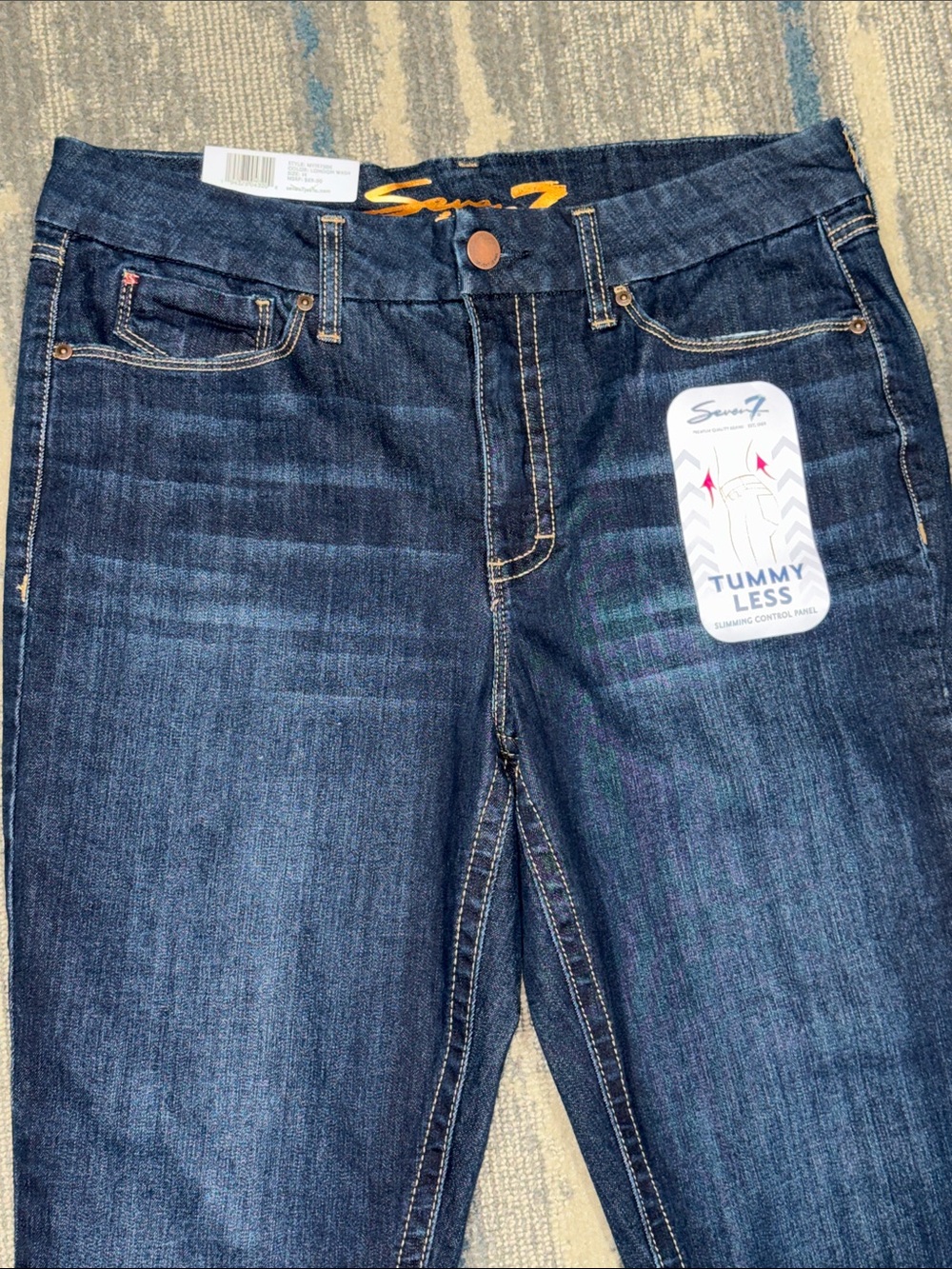 NWT Size 14 Seven7 High Rise Skinny Tummyless Dark Blue Jeans - Picture 4 of 7